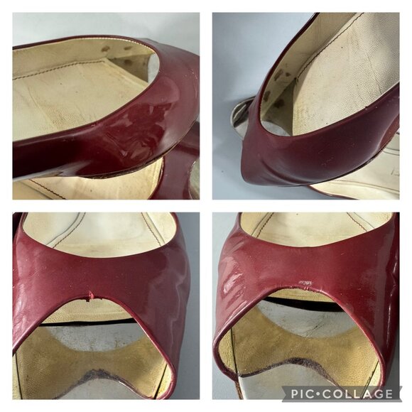 100% Authentic CHANEL Red Patent Mirrored Peep Toe Flats, Size 40 - Picture 13 of 14